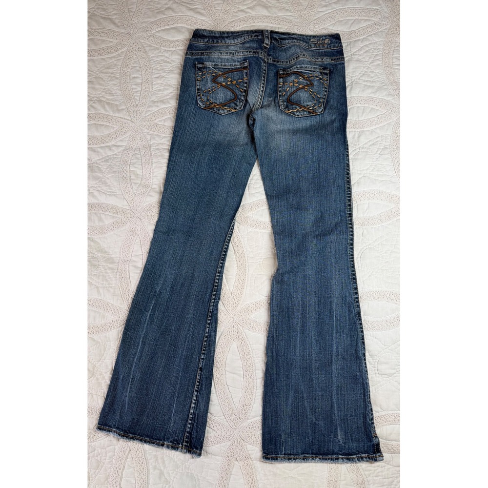 29x33 Silver Jeans Frances Bootcut Blue Distressed Low Rise Western Streetwear - Picture 8 of 8